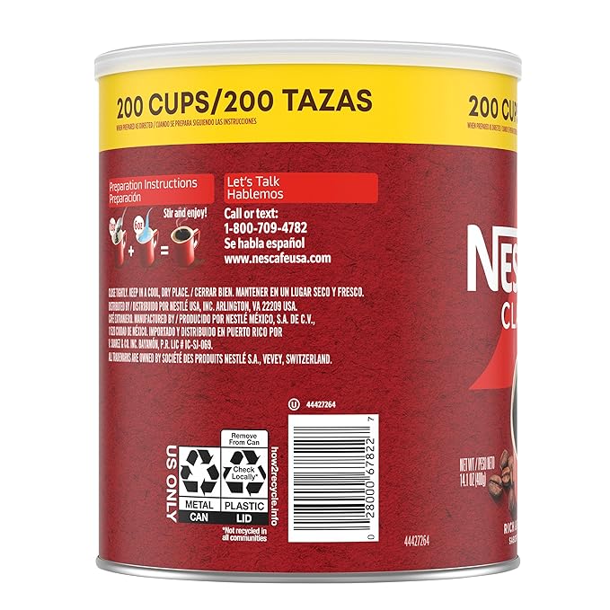 NESCAFÉ CLÁSICO Instant Coffee, Dark Roast Coffee, 1 Canister (14.1 Oz) (Pack of 2)
