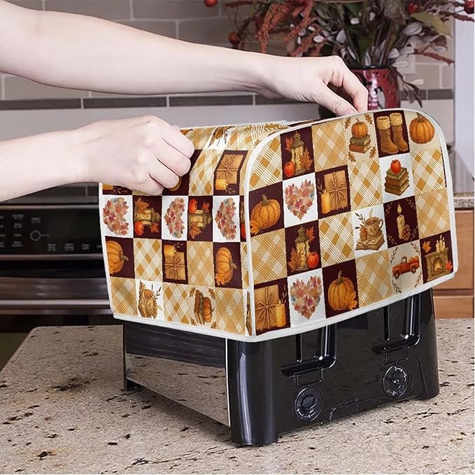 Doojoayie Fall Decor Toaster Cover with Pumpkin Print Dust Resistant Bread Machine Protector Thanksgiving Theme Oven Cover 2 Slice Small Appliance Dust and Fingerprint Protection