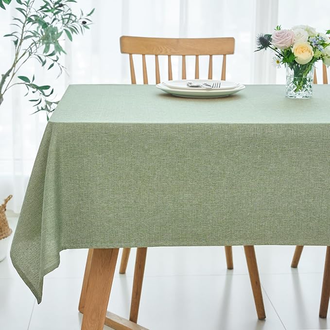 maxmill Square Linen Tablecloth Water Resistance Antiwrinkle Spillproof Stain Proof Fabric Table Cloth, Decorative Fabric Table Cover for Banquet Party Event Holiday Dinner, 70 x 70 Inch, Sage Green