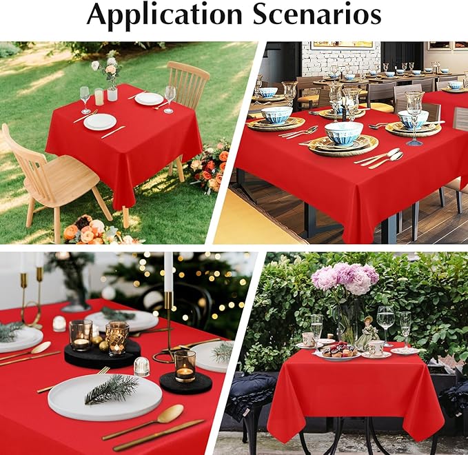 2 Pack Small Square Table Cloth 36X36 Inch Red Washable Fabric Tablecloth Polyester Solid Table Cover for Night Stand End Table Side Table Outdoor Indoor