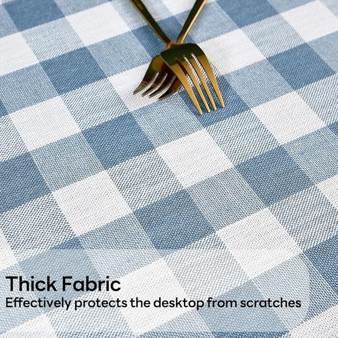 Gingham Tablecloth Rectangle Table Cloth Heavy Duty Cotton Checkered Table Cover for Spring Picnic Kitchen Dining(C-Sky Blue, 52x52 inch)