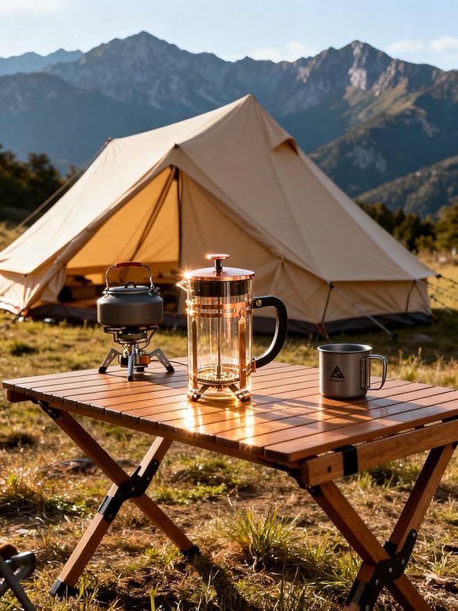 Coffee Maker 304 Stainless Steel French Press with 4 Filter, Heat Resistant Durable, Borosilicate Glass Coffee Press, 100% BPA Teapot, 34ounce, copper