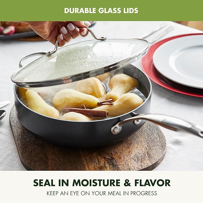 GreenPan 22 Piece Valencia Pro Ceramic Nonstick Cookware Set, PFAS-Free, Induction Ready, Hard Anodized Pots & Pans with Lids, Compatible on All Cooktops, Dishwasher & Oven Safe, Gray