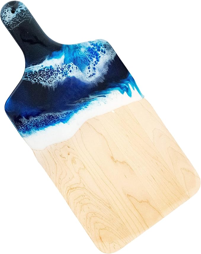 Ocean Beach Theme Wood Cutting Board with handle or Cheese Serving Board Party Tray Coastal Decor, Charcuterie board