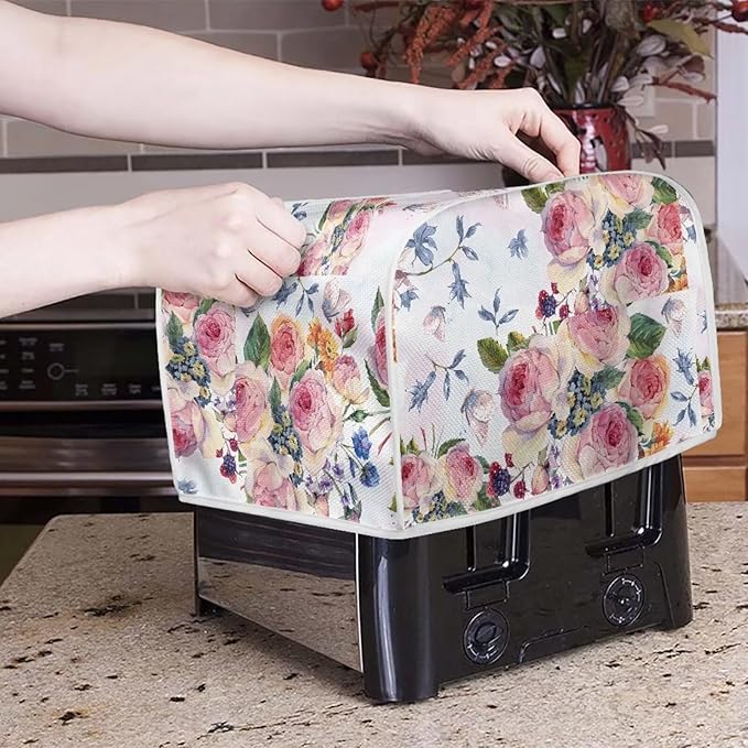 Doojoayie Pink Peony Toaster Cover 2 Slice Toaster Dust Cover Washable & Waterproof Small Appliance Protector for Kitchen Accessary,Gift for Women