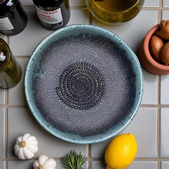 Ceramic Grater Bowl, Garlice Grater Plate, Handmade Ginger Grater, Mincer Bowl for Cheese &Vegetables, Ceramic Decorative Mincer, Hand Dish for Garlic (Matte Black)