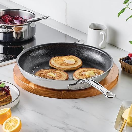Hestan ProBond Luxe TITUM Nonstick Skillet, 11-Inch Professional Clad Stainless Steel, ProCore Tri-Ply Clad Construction, Polished Exterior, Induction & Oven Safe