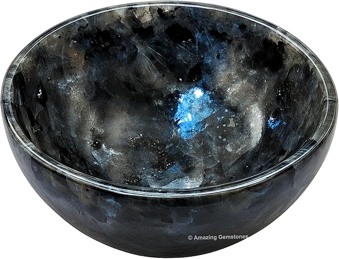 Larvikite Crystal Bowl - 2 Inch Decorative Bowls for Room and Home Decor - Gemstone Healing Crystals for Elegant Display, Positive Energy Balance and Gift
