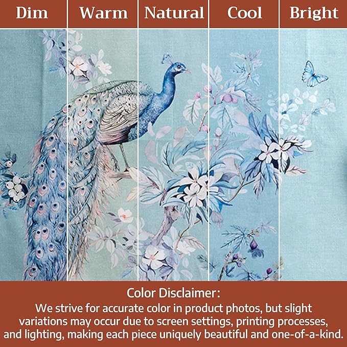 Maison d' Hermine Premium Table Cloth Rectangle Table 100% Combed Cotton 140 x 70 Inches Tablecloth Reusable Decorative for Dining Room Home Party Festive Wedding - Peacock Utopia - Pastel Turquoise