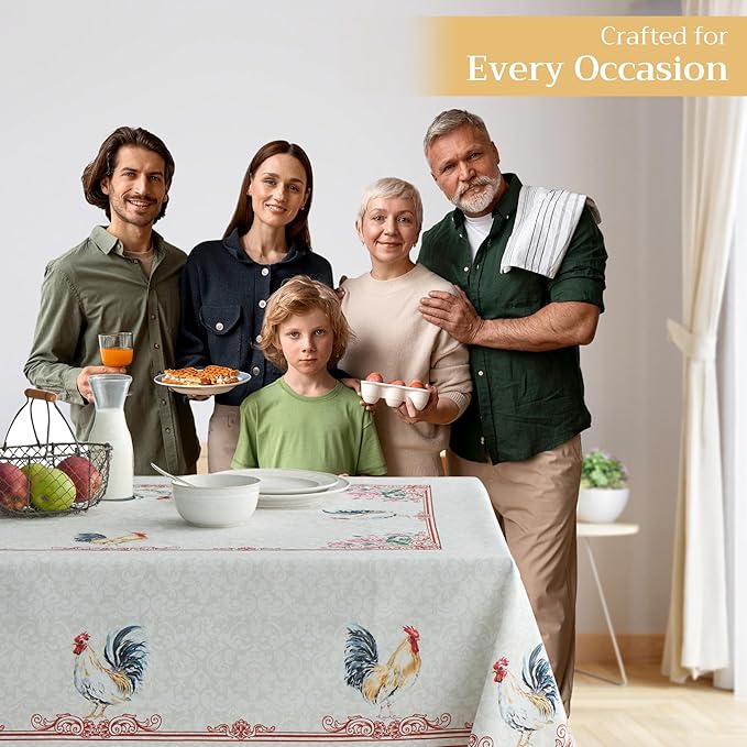 Maison d' Hermine Table Cloth Rectangle Table 100% Cotton 70 x 90 Inches Tablecloth Reusable Decorative for Dining Room Farmhouse Home Valentines Day Decorations Spring Summer - Campagne