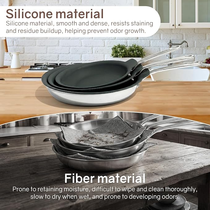 Silicone Pan Protectors (Include 8",10",12") Set Of 3,Frying Pans Protectors For Stacking Non Stick And Protecting Your fry pan, Compatible with Hexclad Cookware Set, Tfal Nonstick Frying Pans &More