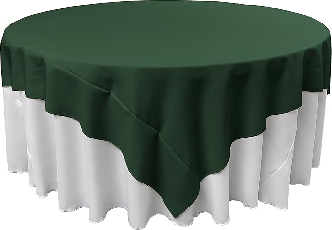 LA Linen Polyester Poplin Washable Square Tablecloth, Stain and Wrinkle Resistant Table Cover 72x72, Fabric Table Cloth for Dinning, Kitchen, Party, Holiday 72 by 72-Inch, Hunter Green