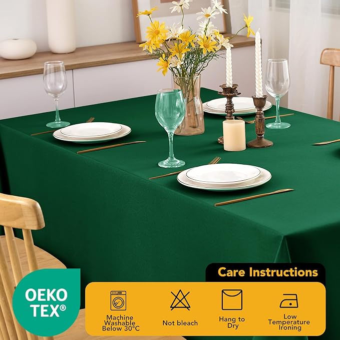 10-Pack Hunter Green Tablecloths for Rectangle Tables, 70 x 120 Inches, Stain-Resistant Polyester Fabric for 6 Foot Tables - Washable Table Covers for Weddings, Birthday Parties, Events