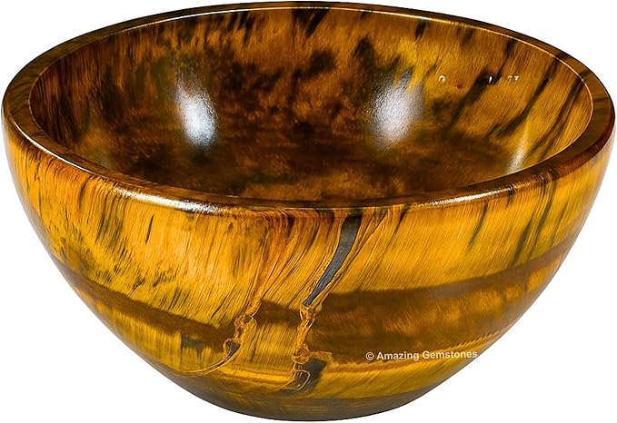 Tiger Eye Crystal Bowl - 2 Inch Decorative Bowls for Room and Home Decor - Gemstone Healing Crystals for Elegant Display, Positive Energy Balance and Gift