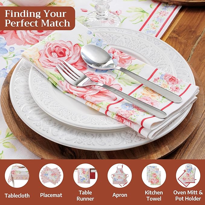 Maison d' Hermine Cloth Napkins Set of 4 100% Cotton Everyday Reusable Square Napkins Cloth Washable Dinner Party Wedding Restaurant Valentines Day Decorations Spring/Summer(Vintage Floral, 20" x 20")
