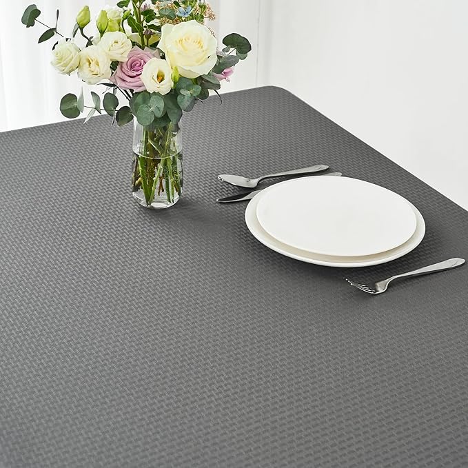 maxmill Square Jacquard Tablecloth Waterproof Spillproof Wrinkle Resistant Soft Weaved Design Table Cloth for Dinner and Party Fabric Cover, Indoor and Outdoor Use, 60 x 60 Inch, Charcoal Gray