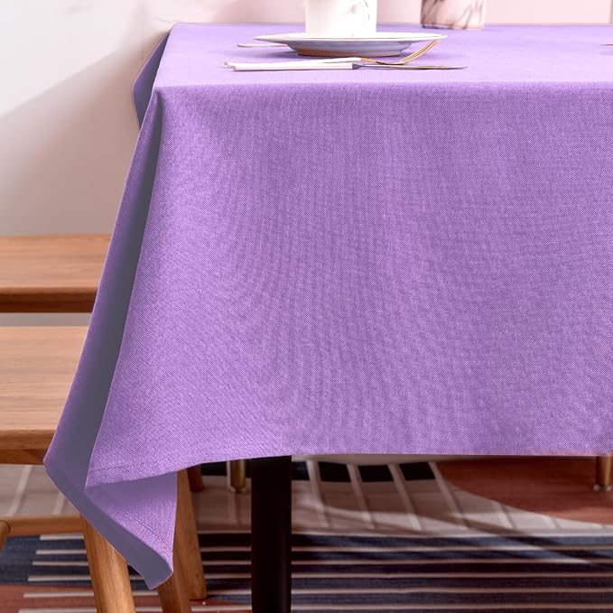 BALCONY & FALCON Table Cloth for 6 Foot Rectangle Tables – Waterproof, Wrinkle-Free Farmhouse Tablecloth for Dining, Kitchen, Wedding, Baby Shower & Spring Holiday Gatherings (Lavender, 57" x 118")
