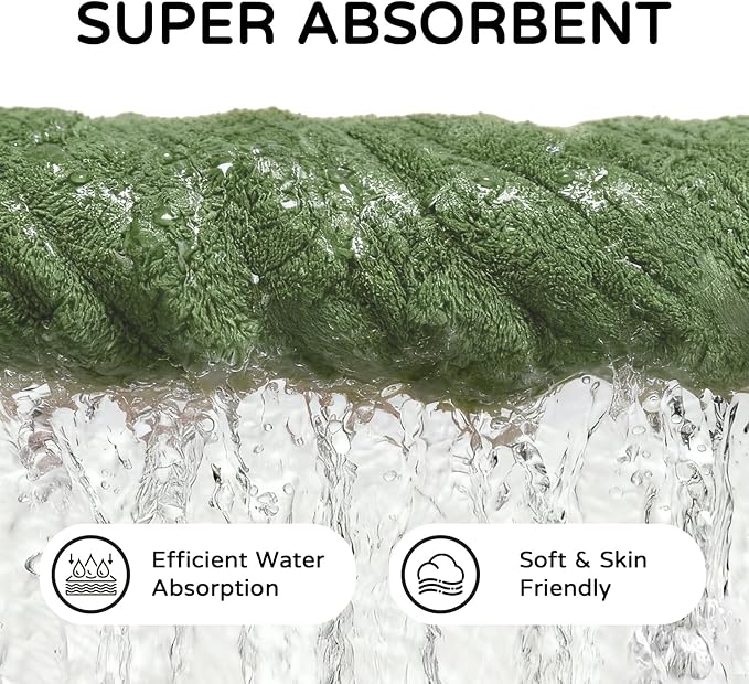 Extra Large Bath Towels (60"x30"),Oversized Bath Towels for Adults Luxury Bath Towels Super Soft Highly Absorbent Microfibers Quick Dry Bath Sheets Large for Bathroom (Olive Green, 2Piece)