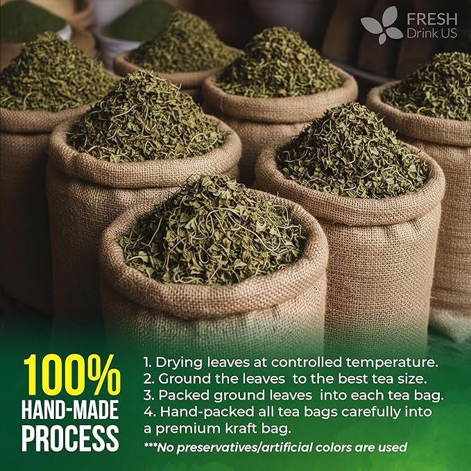 FreshDrinkUS, Premium Gynostemma Tea Bags (Jiaogulan) | 135 Count | Naturally Smooth & Earthy Caffeine-Free Herbal Tea – Plant-Based Tea Bags for Daily Enjoyment. Caffeine Free, Sugar Free. Vegan