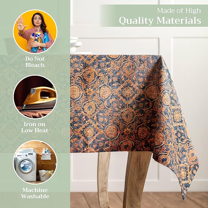 Maison d' Hermine Table Cloth Rectangle Table 100% Cotton 60 x 108 Inches Fall Tablecloth Reusable Everyday Use for Thanksgiving Christmas Decorations Dining Farmhouse Party (Imperfection)