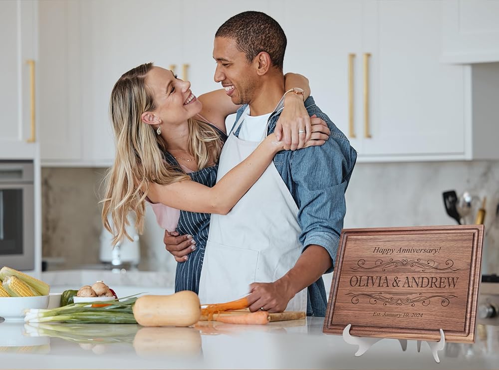 Straga Personalized Cutting Boards | Handmade Wood Engraved Charcuterie | Custom Wedding, Anniversary, Housewarming Gift for Newlyweds 002
