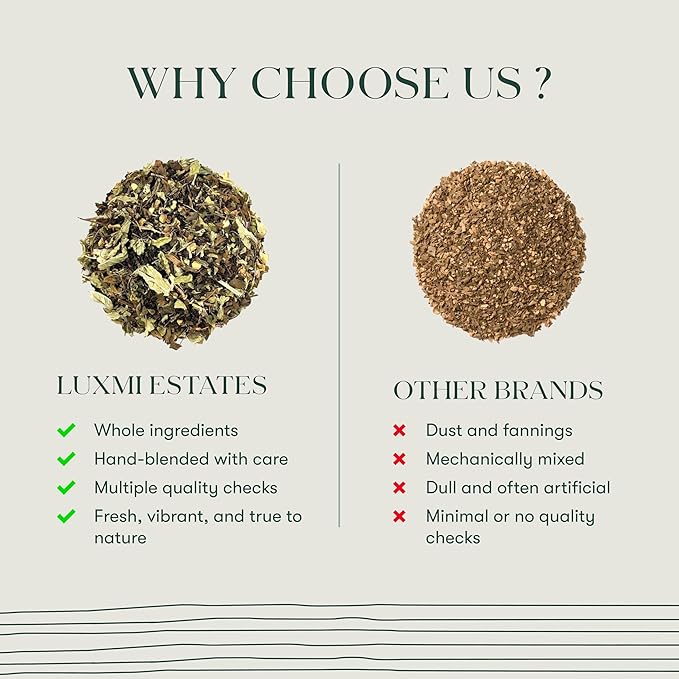 Luxmi Estates - Holy Basil - Organic Tulsi Tea - Loose Leaf - 50g (25 Cups) | With Tulsi and Ginger