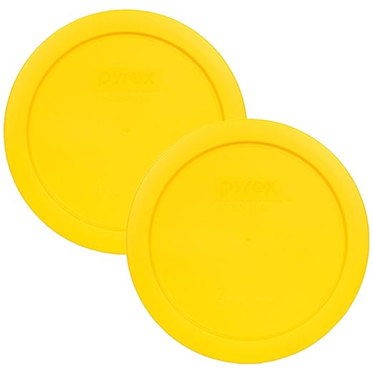 Pyrex 7201-PC 4 Cup Meyer Lemon Yellow Food Storage Replacement Lids (2-Pack) - Made in USA