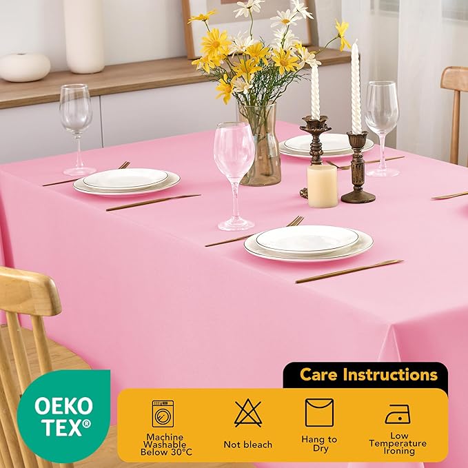 10-Pack Pink Tablecloths for Rectangle Tables, 60 x 120 Inches, Stain-Resistant Polyester Fabric for 6 Foot Tables - Washable Table Covers for Weddings, Banquets, Birthday Parties, Events