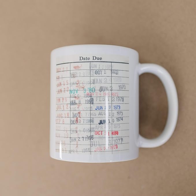 Joyful Moose Library Due Date Card Coffee Mug - Gift for readers, librarians