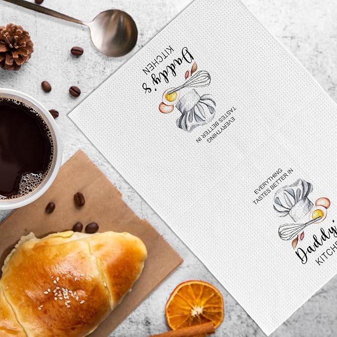 Daddy Kitchen Towels, Daddy Gifts, Daddy Dish Towels, Daddy Gifts from Daughter, Fathers Day Birthday Gifts for Daddy Dad, Daddy Decorative Hand Tea Towels for Kitchen, 16x24 Inches