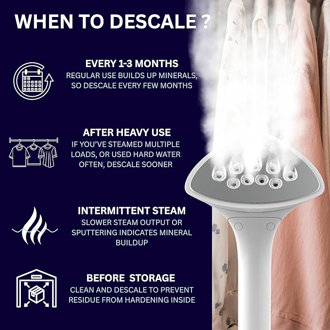 SALAV Garment Steamer Descaling Solution Decalcifier Packets for Mineral Deposits and Build-up Removal, Maintenance for Clothes, Works with all Garment Steamer Brands, Cleans Build Up, 3 packs