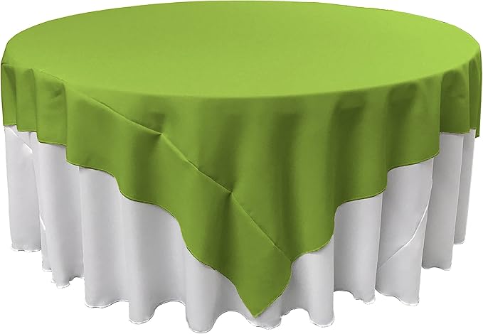 LA Linen Polyester Poplin Washable Square Tablecloth, Stain and Wrinkle Resistant Table Cover 90x90, Holiday 90 by 90-Inch, Lime, TCpop90x90_LimeP84