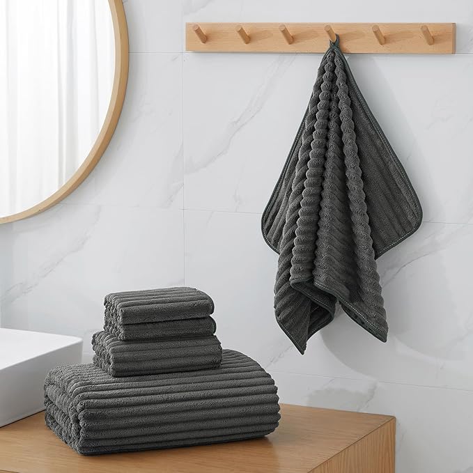 Oversized Bath Sheets 40x80 Inches Extra Large Bath Towels for Adults Super Soft Quick Dry Highly Absobent Microfiber Shower Towels for Bathroom, Pool, Gym, Yoga Towel (Charcoal Gray, 2Piece)
