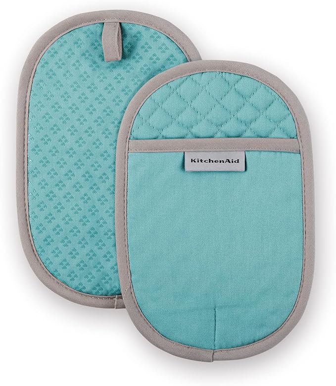 KitchenAid Asteroid Pot Holder 2-Pack Set, Aqua, 6.5"x10"