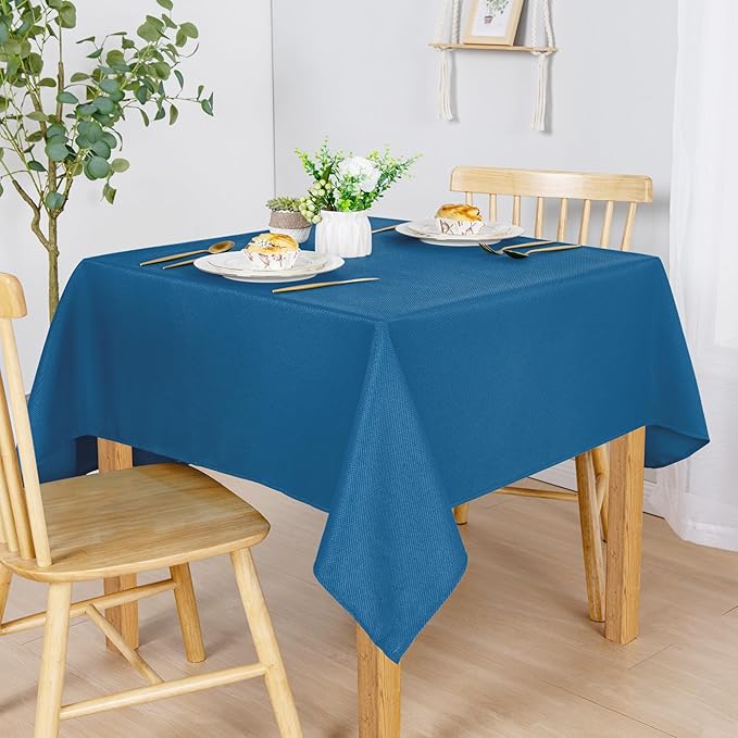 Hiasan 54 X 54 Inch Square Textured Tablecloth - Waterproof Spillproof Antiwrinkle Jacquard Table Cloth for Kitchen and Dining Dinner, Outdoor Picnic, Holiday and Parties, Royal Blue