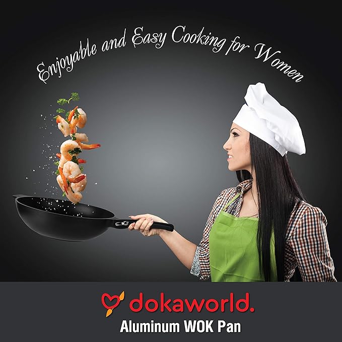 Aluminum Nonstick 12 inch Wok - Induction Compatible - Lightweight