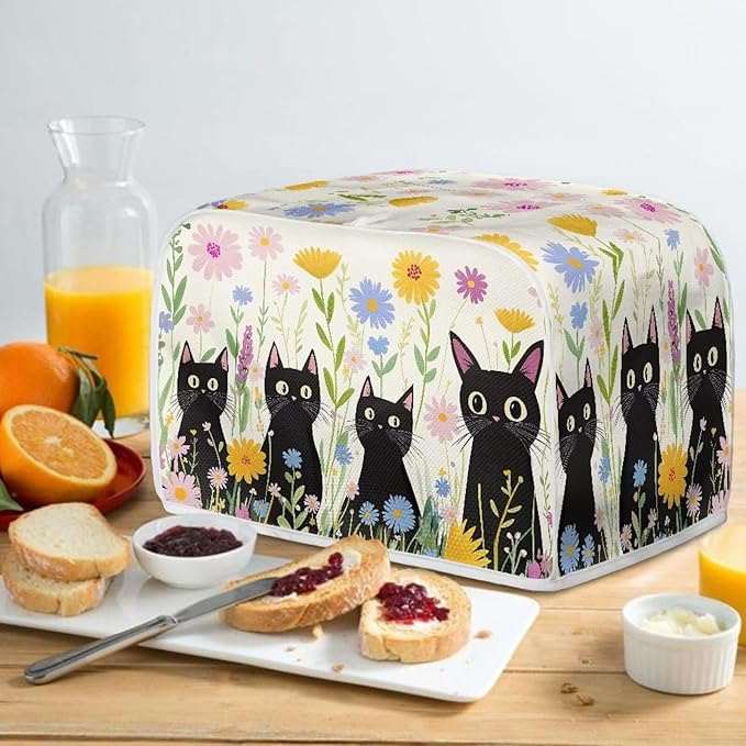 Doojoayie Black Cat Toaster Cover Small Appliance Cover 4 Slice Dustproof Toaster Machine Protection for Most Standard Toasters