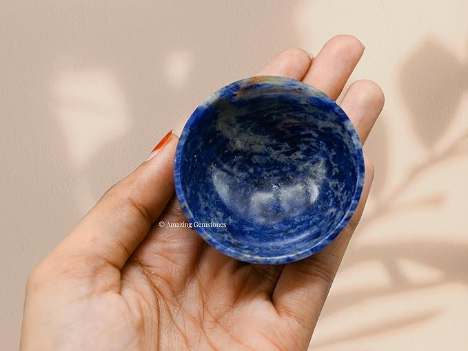 Sodalite Crystal Bowl - 2 Inch Decorative Bowls for Room and Home Decor - Gemstone Healing Crystals for Elegant Display, Positive Energy Balance and Gift