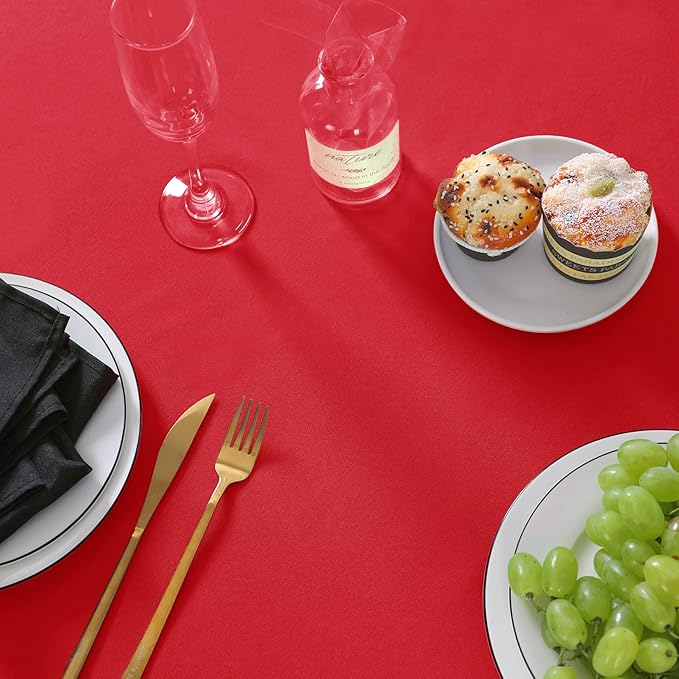 6 Pack Rectangle Tablecloth 60 x 102 Inches Red Table Cloth Stain and Wrinkle Resistant Washable Polyester Fabric Table Cover for Party, Wedding and Banquet Decoration