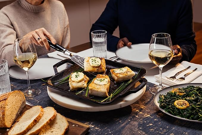 Lodge 11" Cast Iron Square Grill Pan - Chef Collection - Pre-Seasoned Cast Iron Pan - Versatile Cooking - Indoor & Outdoor Use - Incredible Heat Retention