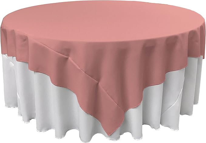 LA Linen Polyester Poplin Washable Square Tablecloth,Stain and Wrinkle Resistant Table Cover 90x90,Fabric Table Cloth for Dinning,Kitchen,Party,Holiday 90 by 90-Inch,Dusty Rose,TCpop90x90_RoseP79