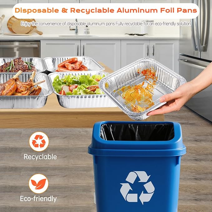 8x8 Aluminum Pans with Lids - 20 Pack Disposable Foil Pans with Lids, Aluminum Containers with Lids for Baking Cake, Holiday Cooking, Heating, Storing, Prepping Food