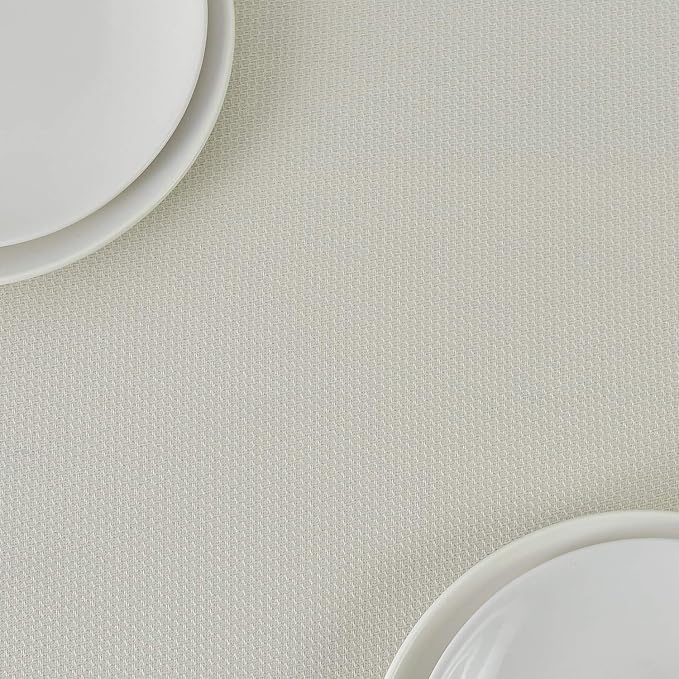 maxmill Jacquard Tablecloth Stain Resistant Waterproof Wrinkle Resistant Spillproof Washable Soft Textured Table Cloth for Dining Room, Indoor and Outdoor Use, Rectangle 60 x 140 Inch, Ivory