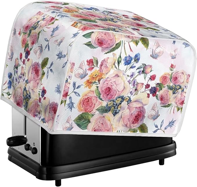 Doojoayie Pink Peony Toaster Cover 2 Slice Toaster Dust Cover Washable & Waterproof Small Appliance Protector for Kitchen Accessary,Gift for Women