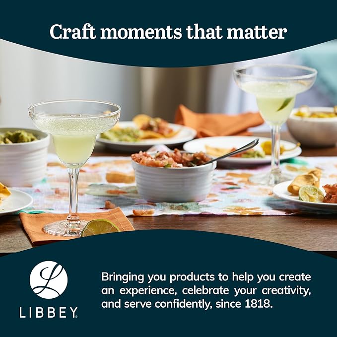 Libbey Margarita Party Glasses Set of 12, Durable Large Margarita Glass, 9 Oz Dishwasher Safe Stemmed Drinking Glasses Gift for Weddings, Parties and More