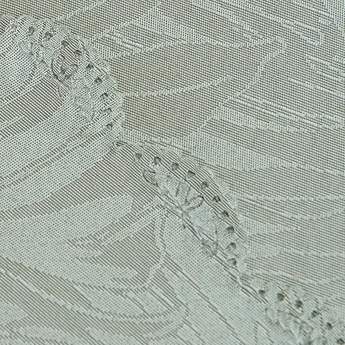 Square Tablecloth Green 36x36 Inch Leaves Pattern Scalloped Edge Waterproof Jacquard Nightstand End Table Cover for Coffee Teapoy Table Room Decor