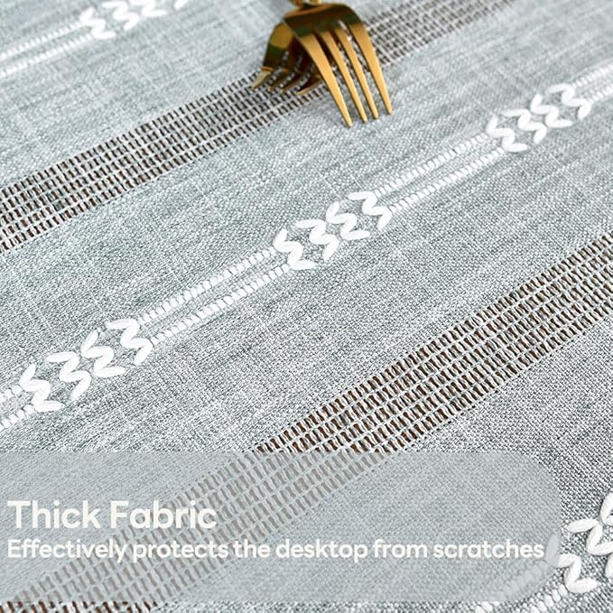 Heavy Duty Cotton Table Cloth for Square Table Gray Farmhouse Vintage Tablecloth Washable Rustic Table Cover (Gray, Rectangle, 52''x52'', 4 Seats)