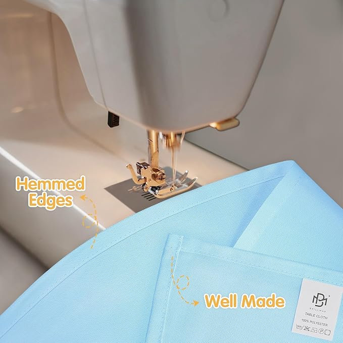 BRILLMAX 6 Pack Light Blue Tablecloths 60 x 126 Inch for 8ft Rectangle Tables - 150 GSM Polyester Fabric, 15" Standard Drop, Water, Stain & Wrinkle Resistant Cloth Cover for Wedding Dining Buffet