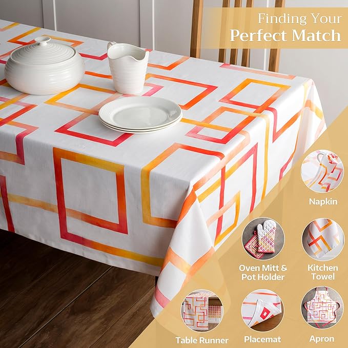 Maison d' Hermine Table Cloth Rectangle Table 100% Cotton 60 x 90 Inches Tablecloth Reusable Decorative for Dining Room Farmhouse Home Valentines Day Decorations Spring Summer - Summer Maze