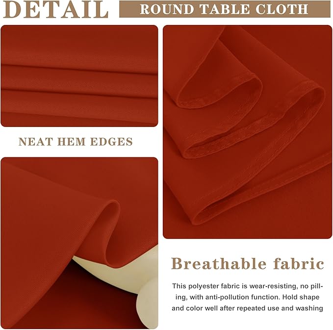 Fitable Rust Tablecloths for Rectangle Tables, 6 Pack - 70 x 120 Inches - Reusable and Washable Fall Table Clothes for 6-8 Ft Tables, Polyester Fabric Table Covers for Wedding, Party, Banquet